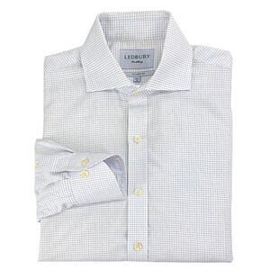 Quiet Luxury Ledbury Dress Shirt Mens 15.5 Tailored Blue Check Executive